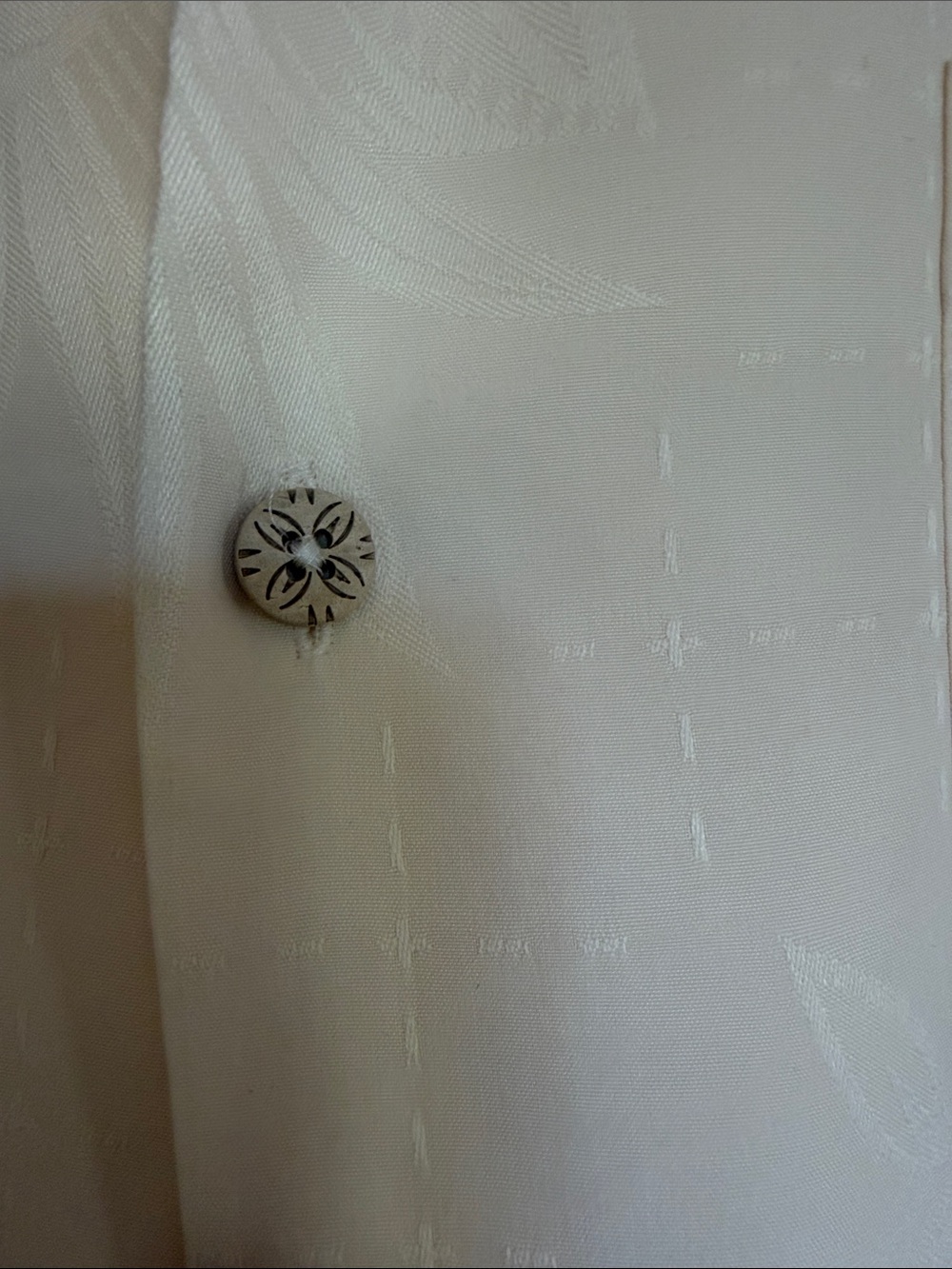 Tommy Bahama Cream Tropical Button-Down Short Sleeve Shirt - Picture 3 of 8